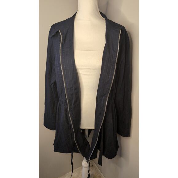 Adam Lippes anorak utility double zip drawstring waist navy jacket lg - Picture 9 of 12